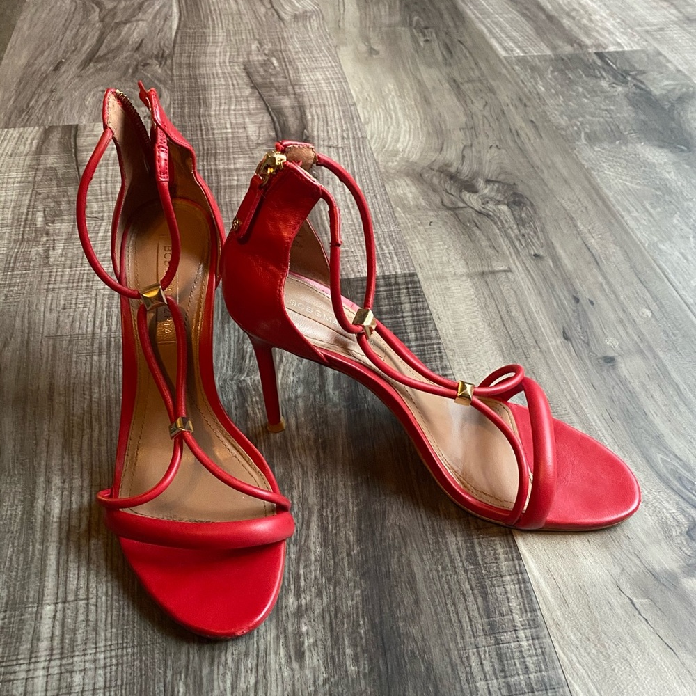 BCBG Max Azaria red leather heels